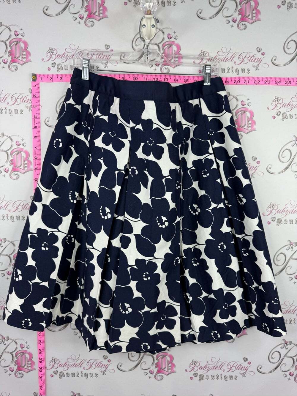 Mario Serrani Italy skirt Navy and White Floral A-Line Skirt